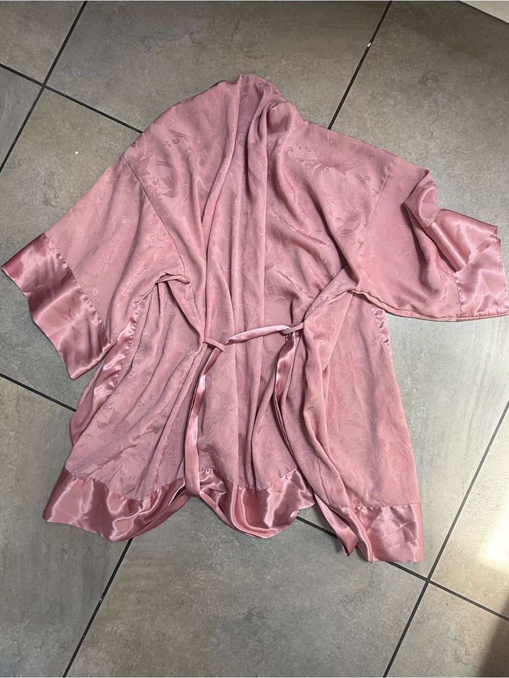 Vintage Victoria Secret Gold Label Kimono Robe One Size ,Satin, Pink, Wrap